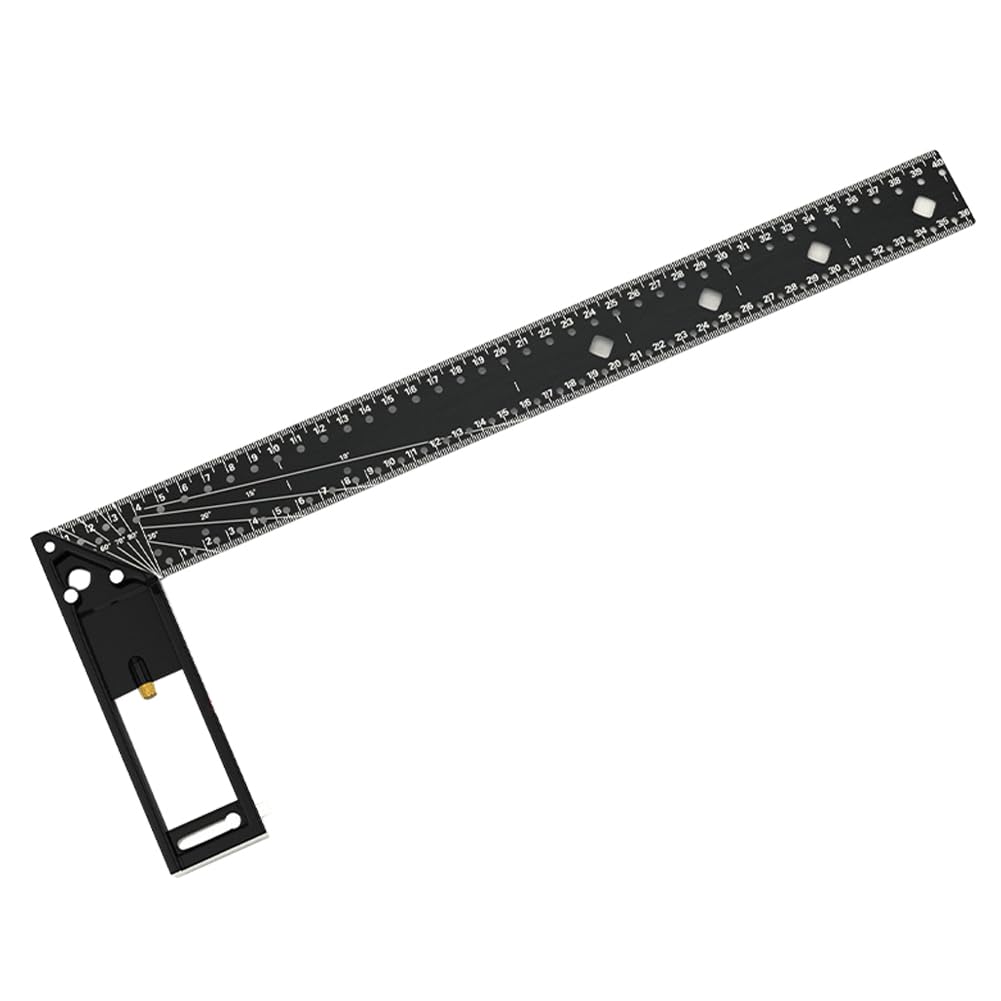Square Ruler,Right Angle Ruler 90 Degree,Multi-Holes High Carbon Steel Angle Ruler,400mm Carpenter Square High Positioning and Marking Scribing Ruler Aluminum Alloy Handle Precise Scale Sc
