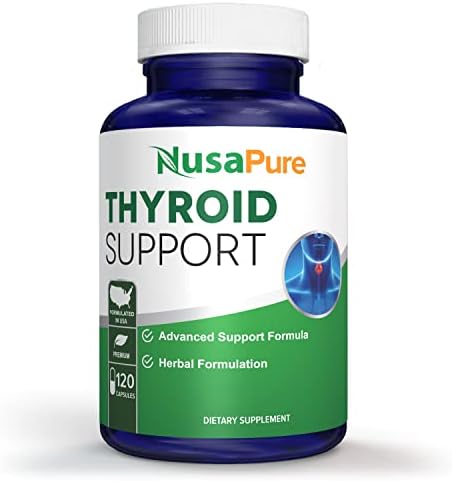 NusaPure Premium Thyroid Support Supplement (Non-GMO) 120 caps for with Ashwaganda, Iodine, Zinc, kelp, Vitamin B12, L-Tyrosine, Selenium, Copper .