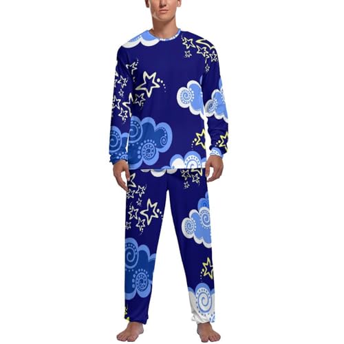 Pyjama homme haut et bas vêtement de nuit Lune pantalon manche longue