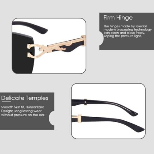 Image of Rimless Rectangle Sunglasses for Men, Frameless Sunglasses for Men with Sleek Metal Temples, Lightweight Premium Eyewear for Modern Retro Fashion Styling.