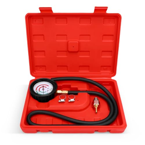 WODHMIEY Pressure Tester Kit - Catalytic Converter Clog Diagnostic Tool with 2.5 PSI/Bar Gauge 6FT Hose M 12 / M 18 Adapters & ABS Case for Automotive Repair