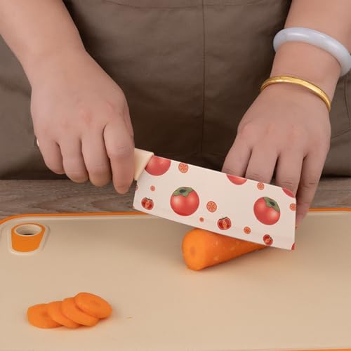 Image of ZIBUYU Kitchen Cutters, Set of 3Pcs Stainless Steel Kitchen Cutters Chef Cutter Fruit Cutter Utility Cutter Anti-Slip Handle Design Fashion Printed Home Gift Kitchen Cutter Gift
