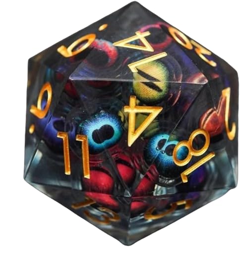 Eye Liquid Core Dice Set,Beholder's Dragon Eye DND Dice Set,Liquid Core Sharp Edged Resin Dice for Dungeons and Dragons, Multi-Sided RPG Polyhedral Resin Roleplaying Gifts