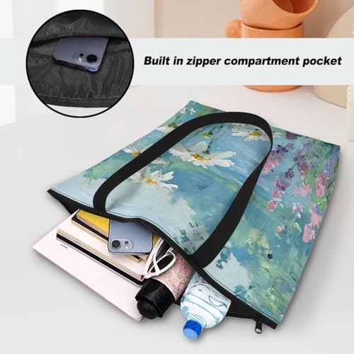 Image of Art Lover Zippered Tote Bag Waterproof Large Work Tote Bags, Artwork Women's Purse Handbags Travel Totes