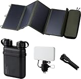 ELECOM NESTOUT 15000mAh Outdoor Power Bank + 4-Panel Solar Panel Charger + Flash-1 LED Flash Light Panel 1000 Lumen - Black