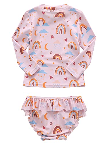 Baby Girls Two Piece Rash Guard Swimsuits Set Long Sleeve Hawaiian Bathing Suits with UPF 50+ Sun Protection2