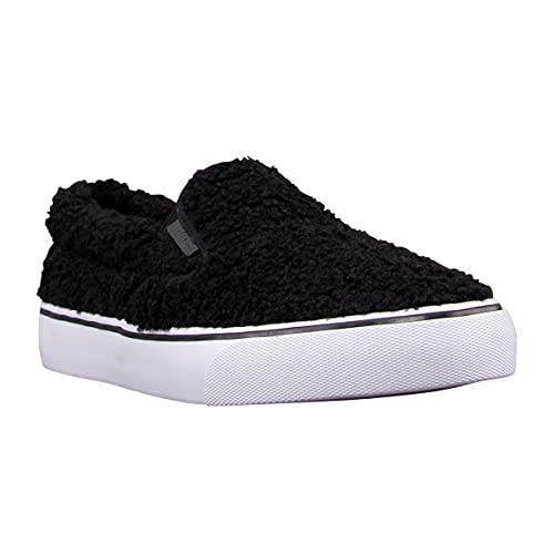 Lugz Women's Clipper Fleece Fashion Sneaker, Black/White, 8.5 M US
