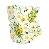 Elegante Calentador de Cuello, Pasamontañas Flores Cereales Y Abejas Amarillo Claro Viento Polvo Prueba Cuello Bufanda para Ciclismo Pesca Hombre