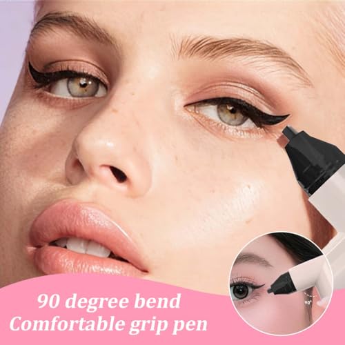QOCUILC 2 Piezas delineador de ojos, Doble cabeza eyeliner set smudge para fiestas, Viajes, Días de trabajo, Bodas (negro + marrón) - imagen 5