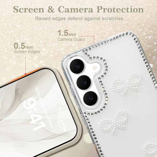 Image of DIZORO for Samsung Galaxy M17 5G / A17 5G / F17 5G Cover,Cute Bow Tie Aesthetic Phone Case,Trendy Slim Hard IMD Shockproof Protective Bumper Designer Phone Back Cover for Women Girls White