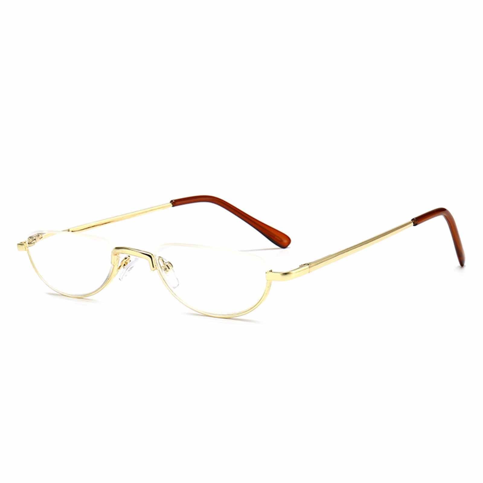 Biliza Men's Gold Half Frame Metal Reading Glasses,Computer Reader For Wo,Blue Light Blocking Half Moon Reading Glasses (Color : Size : 3.0X)