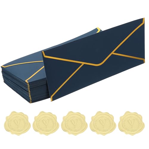 Enveloppes format standard 4.1 x 9.5 PATIKIL bleu or pour cartes de vœux