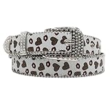 QINGNUO Gürtel Mit Herzprint Modischer Ledergürtel Mit Quadratischer Dornschließe Passt Zu Jeans, Modischer Kleidung Und Freizeitoutfits Breite: 3,3 Cm