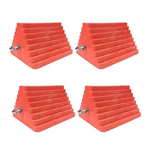 HOXWELL Premium 4 pcs Heavy Duty Wheel Tire Chocks, Vehicle Chocks with Eyebolt for Travel Trailers, Camper, Truck, Car and ATV 4 Pack, Orange