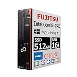 【整備済み品】富士通 デスクトップPC D587/D588/第7世代 i5-7500/Win11 Pro/MS Office H&B 2019/wajunのwifi/Bluetooth/DVD/16GB/512GB SSD