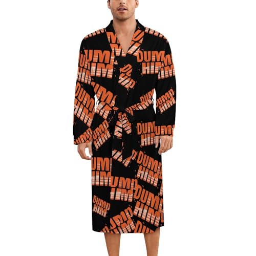 Dump Him Soft Robe Long Sleeve Bathrobes V Neck Sleepwear Spa Robes with Belt Men Woman