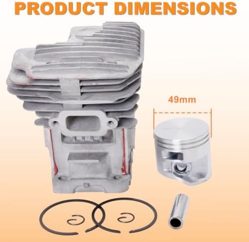HAISHINE 49mm Cylinder Piston Kit for Stihl MS391 Chainsaw, MS391 Cylinder Kit with Crankshaft Bearing Oil Seal Spark Plug Fuel Filter Parts Replace 1140-020-1204, 11400201204 - 2