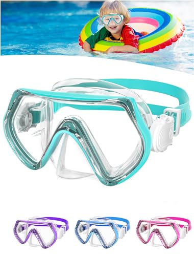 Taucherbrille Kinder, Schnorchelmaske Kinder 4-10 Jahre, Tauchmasken mit Silikon-Nasenabdeckung, Schwimmbrille Kinder 18...