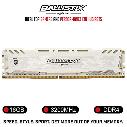 Image of Crucial Ballistix Sport LT 3200 MHz DDR4 DRAM Desktop Gaming Memory Single 16GB CL16 BLS16G4D32AESC (White)