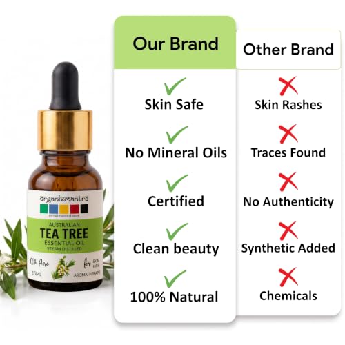 Image of Organix Mantra Tea Tree Oil for Skin, Fuller Hair & Healthy Toenails - 100% Pure Natural & Steam Distilled Oil - 15ML