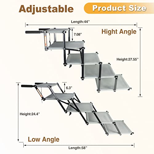 Aetleemo Extra Wide Dog Car Stairs For Large Dogs, Foldable Lightweight Pet Ramps With Nonslip Surface For High Beds,Trucks, Cars And Suv, Supports Up To 150 Lbs, 5 Steps #TOP1