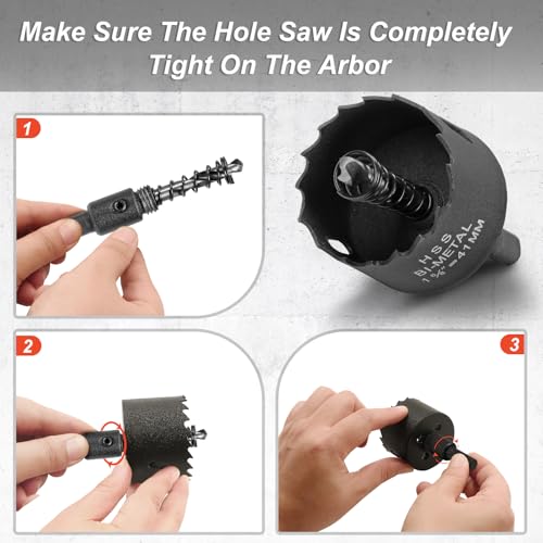 Image of 1-5 /8 Inch Hole Saw with 9.1mm Triangle Shank Arbor, JTemgle Bi-Metal Hole Saw Heavy Duty Hole Cutting Tool for Cornhole Boards, Recessed Lights, Wood, Plastic, Drywall & Soft Metal