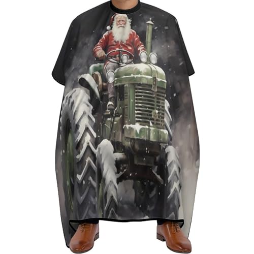 Santa Tractor Hair Cutting Cape for Men Women Waterproof Barber Cape Adjustable Salon Haircut Capes