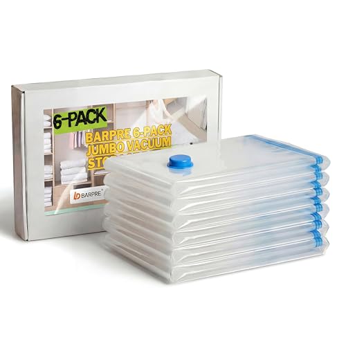 Barpre 6-Pack Jumbo Vacuum Storage Bags | Space Saving Vacuum Pack Bags for Clothes & Bedding | 80% More Storage | 100cm x 70cm (39 x 28)
