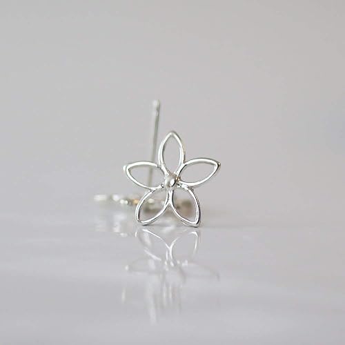 Miniatura 3 de Pair of Sterling Silver Ear Crawler Earrings, Lotus Flower Climbing Earrings, Boho Trendy Ear Sweeps, Bohemian Statement Handmade Artisan Jewelry