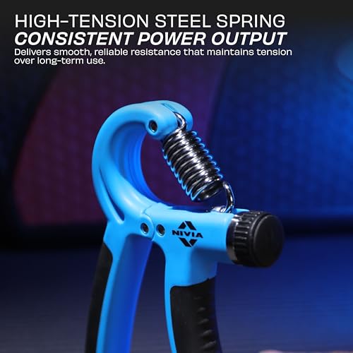 Image of Nivia Hand Grip 2.0 for men and women with 5 to 60 kg adjustable resistance, Steel spring, Anti-slip grip, Durable, Grip For Forearm Strength Training (Blue)