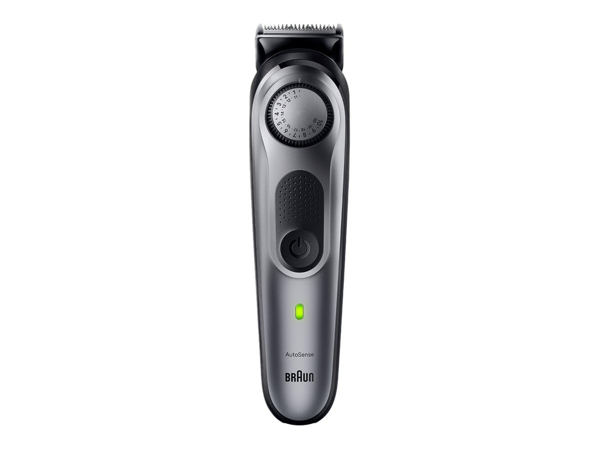 Braun Series 7 BT7420, Professioneller Kinntrimmer für Männer, 40 Längeneinstellungen, Barberwerkzeuge, Ladebasis, Reiseboden, Kinnschablone, Akku