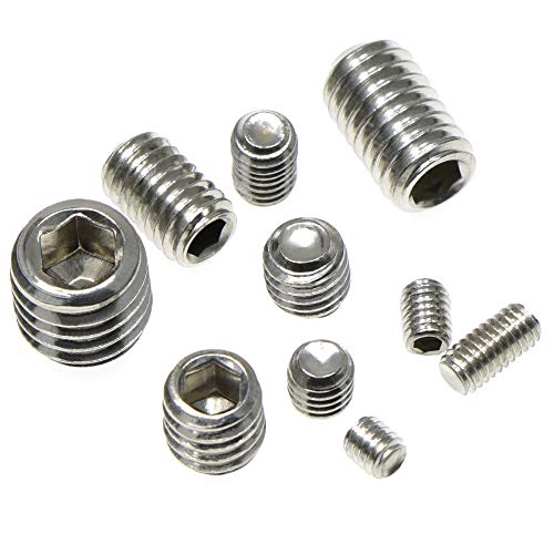 MMOBIEL 200pcs DIN916 Stainless Steel M3 M4 M5 M6 M8 Allen Head Socket Hex Grub Screw Kit Assortment incl Hex Key Wrenches