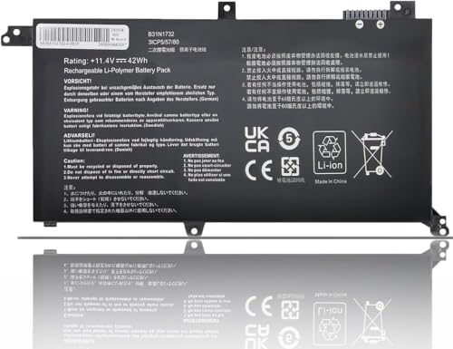 Batterie Asus Vivobook S14 S430UN S430UA B31N1732, accumulateur interne de remplacement 42Wh