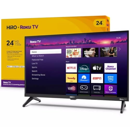 Roku Hiro 24' 720p HD Smart Flat Screen LED TV with Dolby Audio for Streaming, with Wi-Fi, Bluetooth, 60Hz, 3X HDMI Ports - H24C2C4 (Renewed)