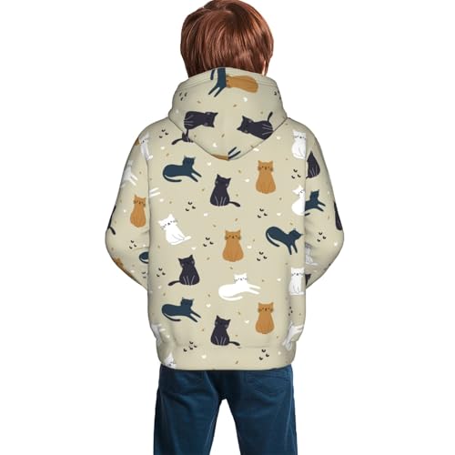 Cute Cartoon Cats Kid Hoodies Boys Sweatshirts Girls Pullover with Pocket4