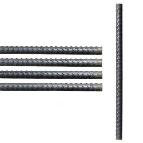 5 PACK High-Tensile Steel Rebar Reinforcement Bar 10mm x 1000mm | Concrete Reinforcing Mesh Threaded Bar for Foundations & Slabs | BS 8666:2005 Compliant