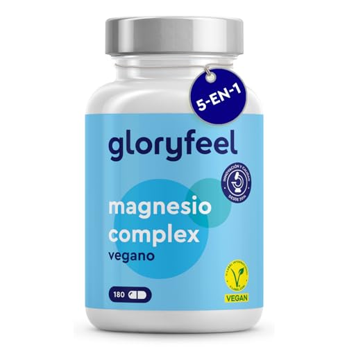 Magnesio Complex 5-en-1: Citrato, Bisglicinato, Malato, Óxido y Ascorbato de magnesio - 180 Cápsulas de complejo de magnesio (para 3 meses) - Vegano, probado en laboratorio y sin aditivos