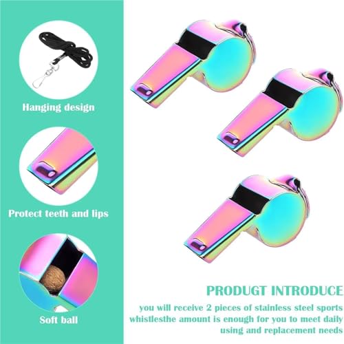 Silbatos deportivos acero inoxidable 10 pcs con cordón miniatura 3