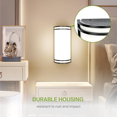 Image of ASD Indoor LED Wall Sconce Lights - 14 Inch 20W Black Modern LED Wall Sconces Hardwired - ETL Dimmable 3000K 4000K 5000K Adjustable Sconce Light Fixture for Bedroom, Hallway, 2 Pack