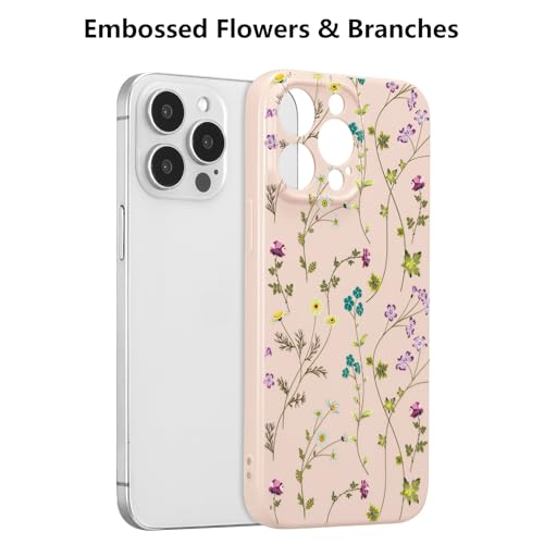 Image of RALEAVO Floral Case for iPhone 13 Pro Max, Flower Branch Pattern Design Cute Cover Case for Girls Women Slim Thin Soft Silicone Shockproof Anti-Slip Phone Case for iPhone 13 Pro Max (6.7 inch),Pink | for iPhone 13 Pro Max Case with Cute Flower Branch Pattern Design,Pretty Case for Girls Women,Soft Silicone Shockproof Cover