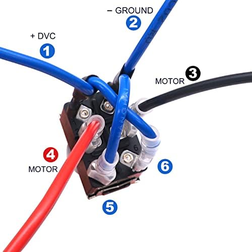 mxuteuk Momentary Motor Polarity Reverse Toggle Switch 6 Pin (ON)-Off-(ON) 3 Position Automatic Reset Rocker Toggle Switch For DC Motor Control With Waterproof Cap With jumper wires UK-E-TEN-223-M-X