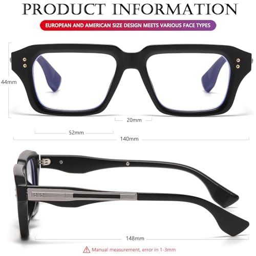 Image of AIEYEZO Fashion Square Blue Light Glasses for Men Women Retro Thick Frame Blue Light Blocking Computer Glasses