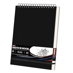 Cuaderno de bocetos de 9 x 12 pulgadas, cuaderno de bocetos en espiral superior, bloc de papel de dibujo de 68 libras (3.53 oz/m²), 1 bloc de bocetos para adultos, cuadernos de dibujo profesional para