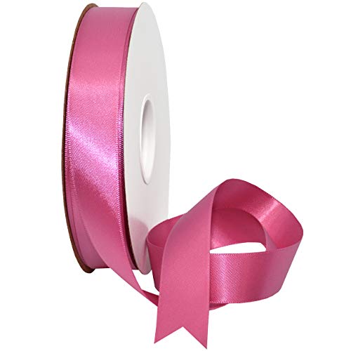 Image of Morex Ribbon 08822 /50-185 Double Face Satin Ribbon, 7 /8 inch x 50 Yd, Raspberry Rose