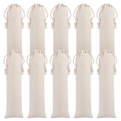 Hemoton Straw Carrying Case 20 Pcs Portable Travel Cotton and Linen Pouch Bag, Drawstring Straw Storage Bag- Safety and Reusable Storage Box Case for Fork Spoon Straw Cutlery Kit Reusable Straws Bag