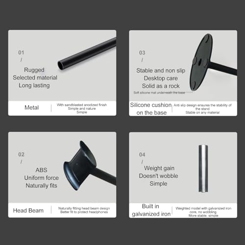 Headphone Stand, Detachable Gaming Headset Holder Headset Stand with Anti Slip Pads, Earphone Display Stand for Desk, Black - Image 6