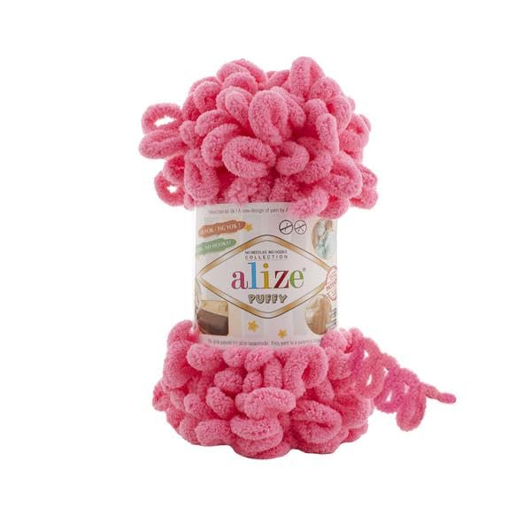 Alize Puffy Baby Big Loop Blanket Yarn 100% Micropolyester Soft Wool Each Ball 100g 9m - 377 Vivid Pink
