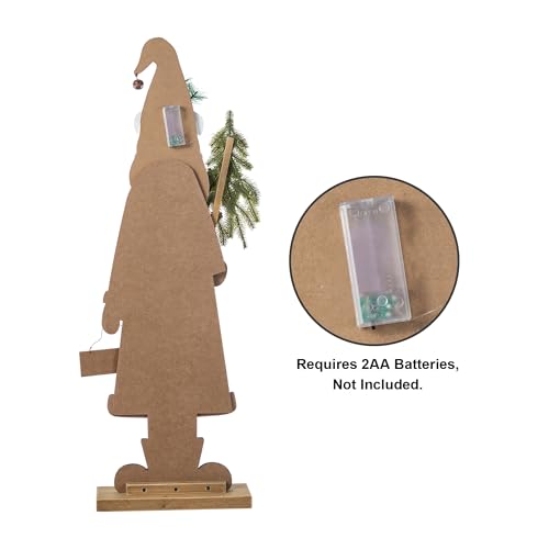 Image of Glitzhome 36''H Lighted Wooden Africa Santa Porch Decor with Timer & LED Lights, Christmas Standing Santa Porch Sign Decor with Xmas Tree and Welcome Plaques for Front Door Outdoor Decor