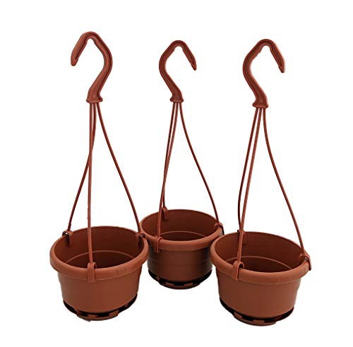 4' Mini Hanging Baskets with Attached Saucers - 3 Pack - Terracotta Color