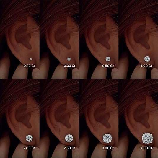 1.00-3.00 Carat Certified Lab Grown Diamond Studs Earrings 925 Sterling Silver 4 Prong Push Back Jewelry Gift Box Packaging (E-F Color, SI1 Eye Clean Clarity)3